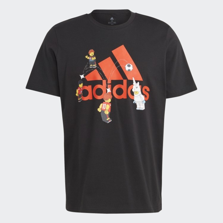 Adidas X Lego Emblema De Futebol Do Esporte Gráfico Tee Preto Quente