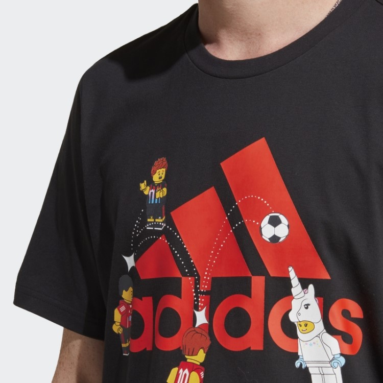 Adidas X Lego Emblema De Futebol Do Esporte Gráfico Tee Preto Quente