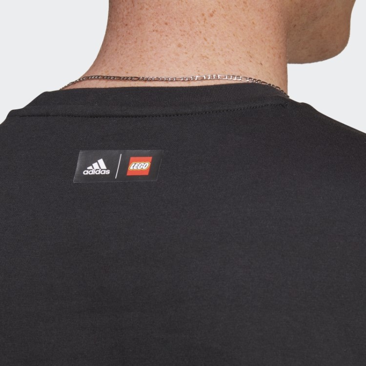Adidas X Lego Emblema De Futebol Do Esporte Gráfico Tee Preto Quente
