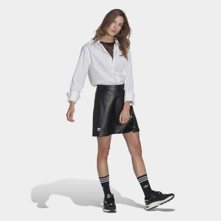 Saia De Couro Sintético Adicolor Trefoil Preta Adidas