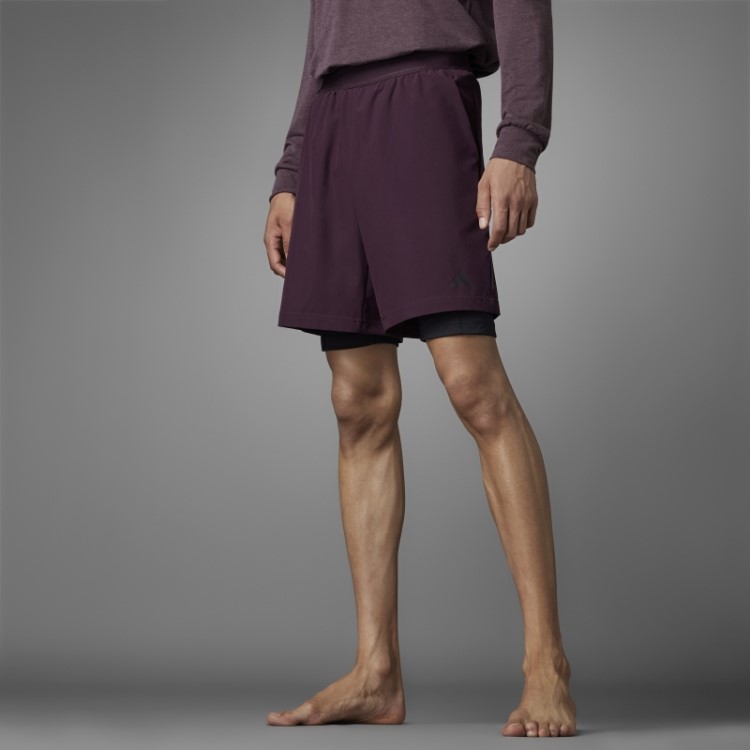 Bermuda 2 Em 1 De Yoga Adidas Maroon Authentic Balance