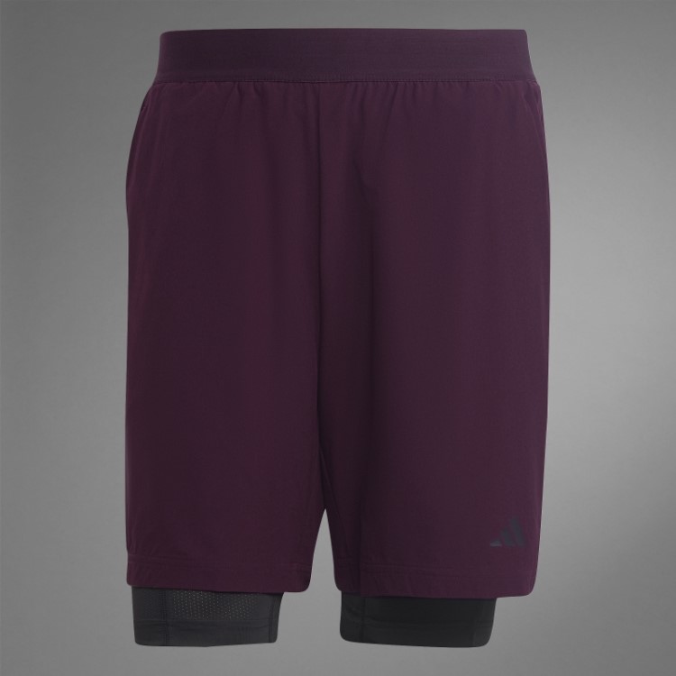 Bermuda 2 Em 1 De Yoga Adidas Maroon Authentic Balance