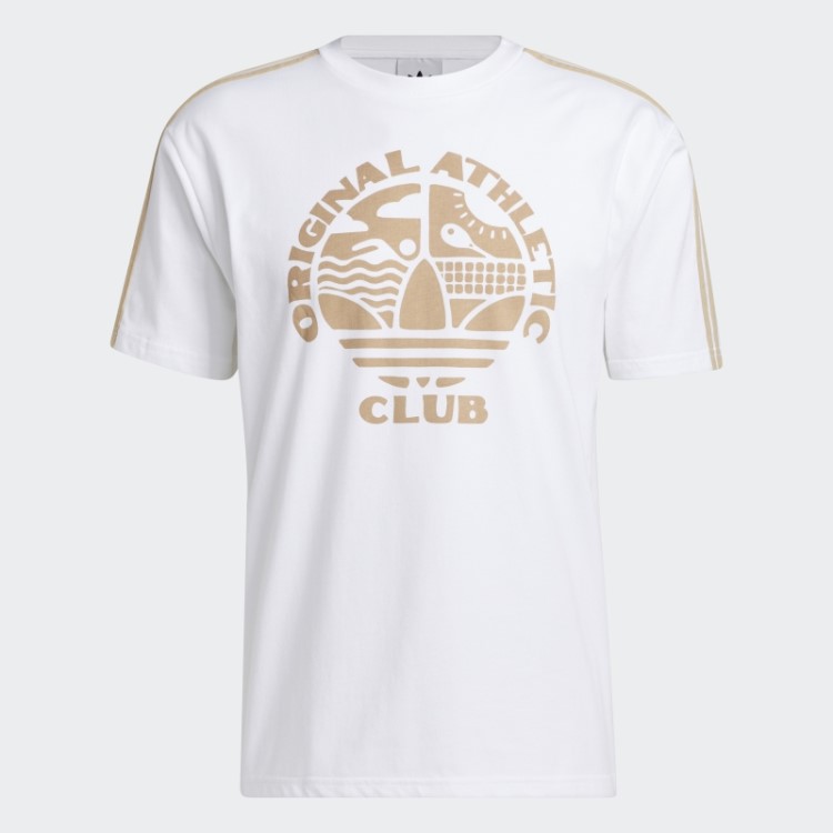 Camiseta Branca Adidas Original Athletic Club Com As Três Listras