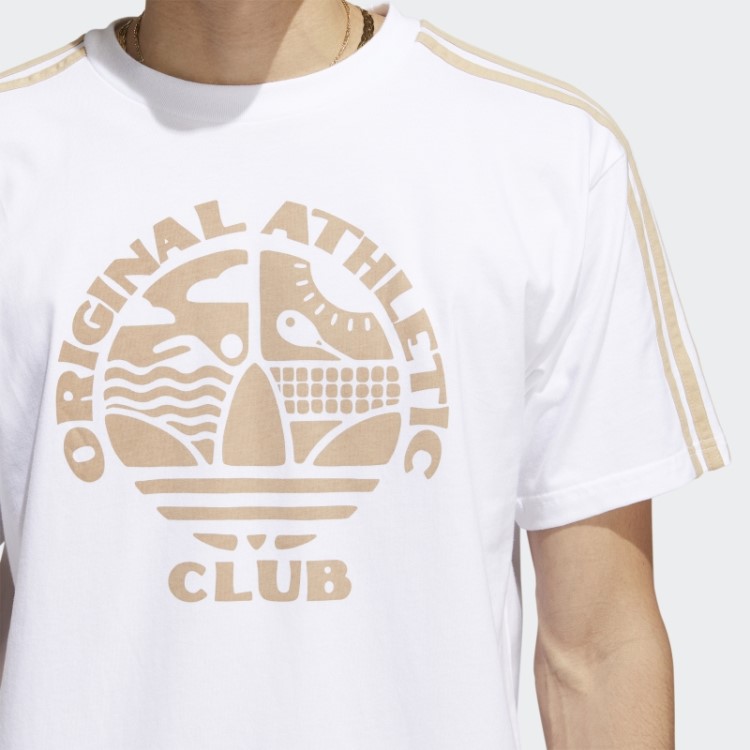 Camiseta Branca Adidas Original Athletic Club Com As Três Listras