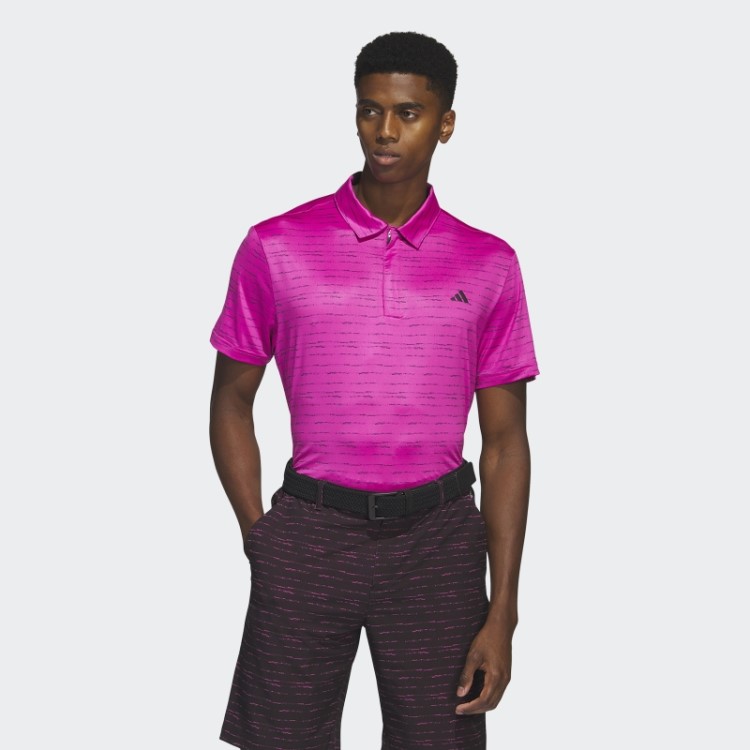 Camisa Pólo De Golfe Fúcsia Com Listras Adidas