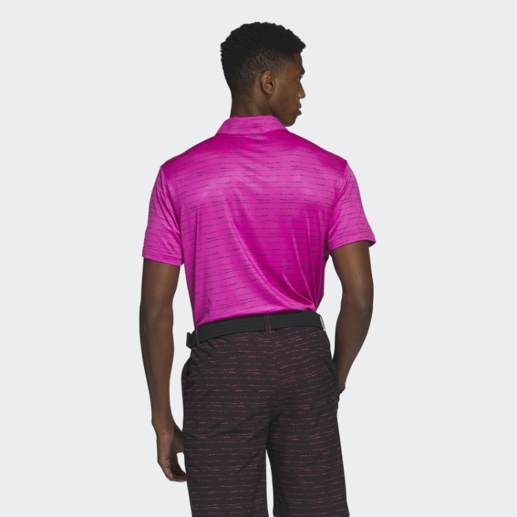 Camisa Pólo De Golfe Fúcsia Com Listras Adidas