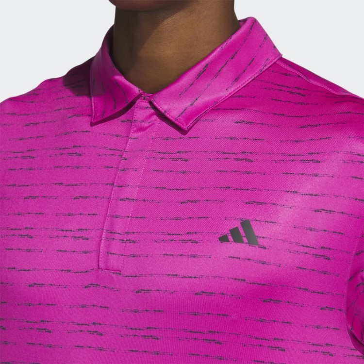 Camisa Pólo De Golfe Fúcsia Com Listras Adidas