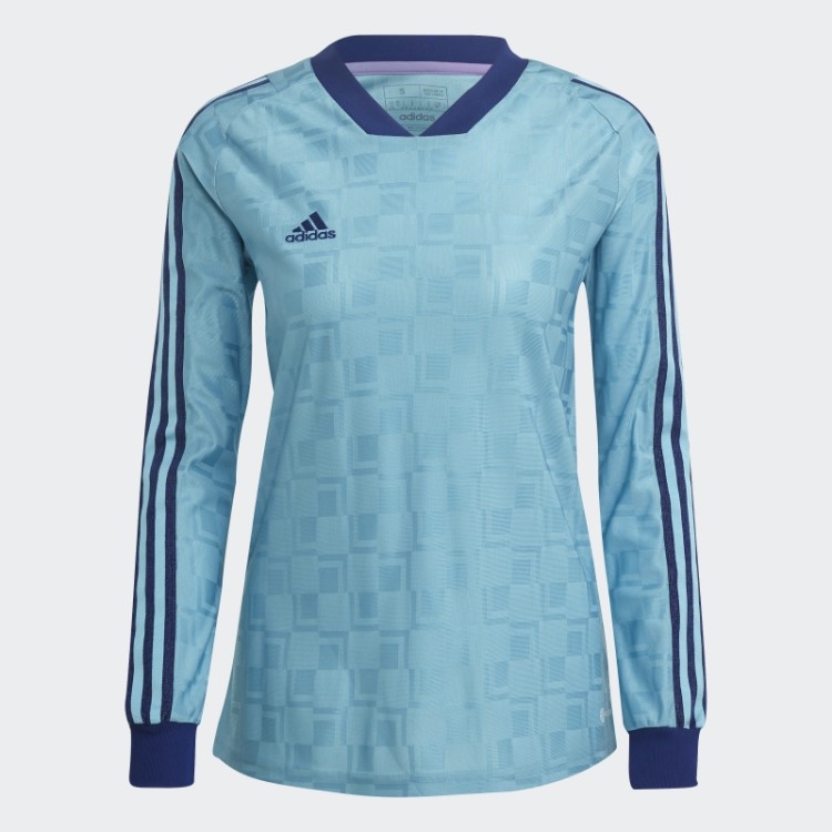 Camisa Azul Adidas Tiro Manga Longa