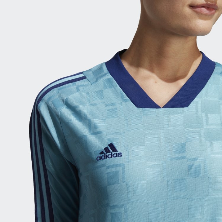 Camisa Azul Adidas Tiro Manga Longa