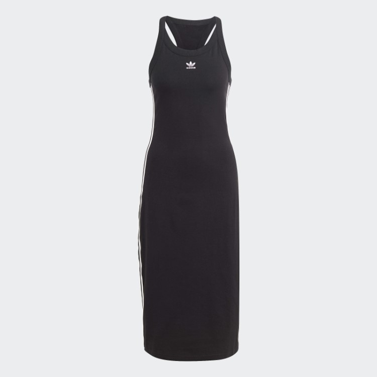 Vestido Longo Preto Adicolor Clássico Com Três Listras Adidas