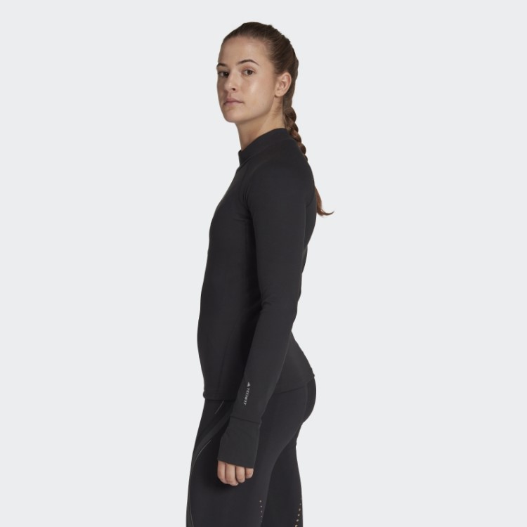 Top Preto Manga Longa Adidas Techfit Aeroready Quente
