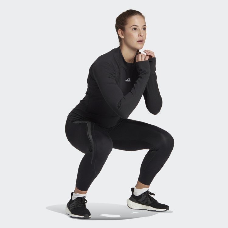 Top Preto Manga Longa Adidas Techfit Aeroready Quente