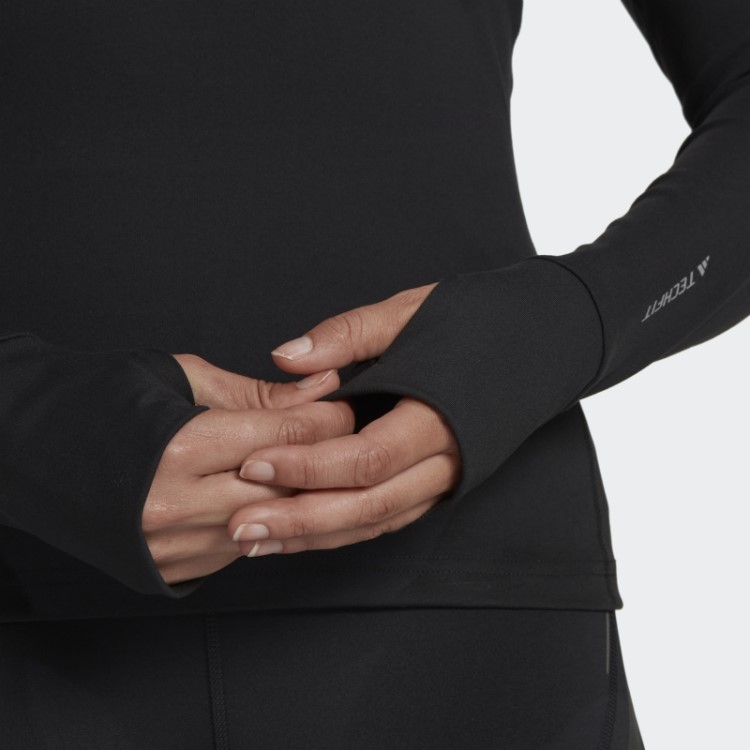 Top Preto Manga Longa Adidas Techfit Aeroready Quente
