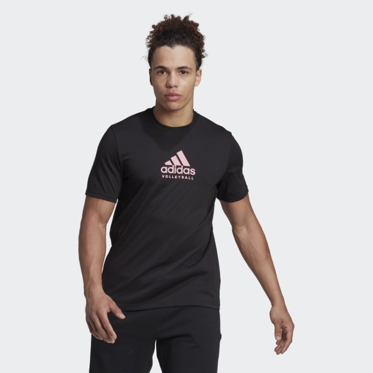 Camiseta Preta Com Logo Gráfico De Vôlei Adidas