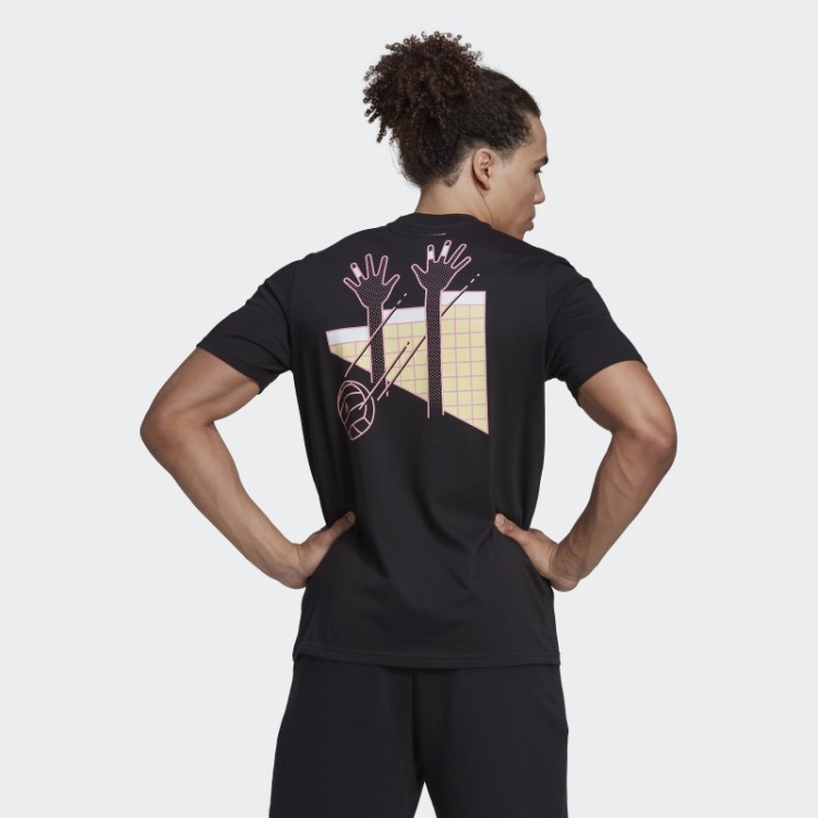 Camiseta Preta Com Logo Gráfico De Vôlei Adidas