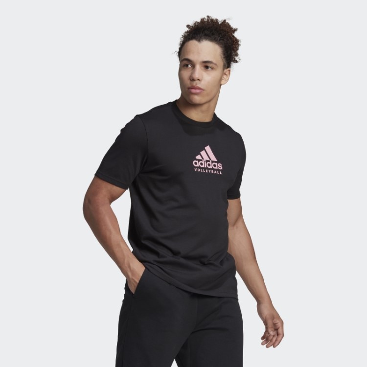 Camiseta Preta Com Logo Gráfico De Vôlei Adidas