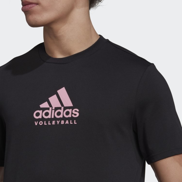 Camiseta Preta Com Logo Gráfico De Vôlei Adidas