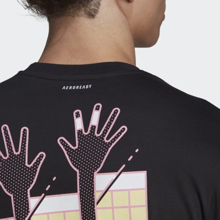 Camiseta Preta Com Logo Gráfico De Vôlei Adidas