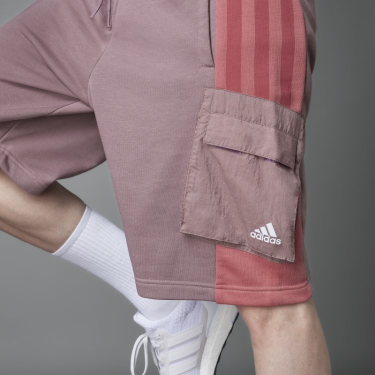 Shorts French Terry Colorblock Roxo Adidas