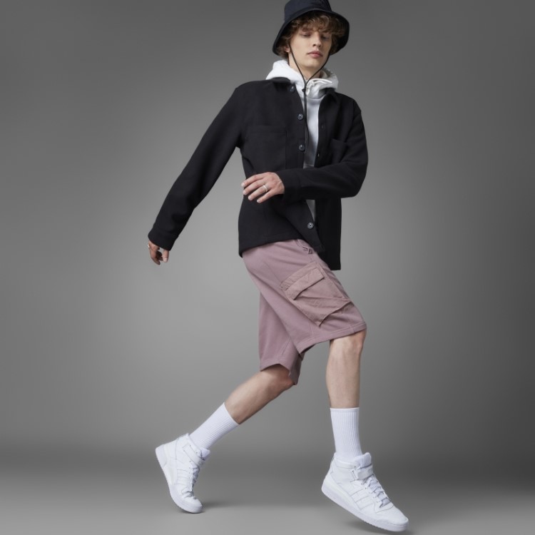 Shorts French Terry Colorblock Roxo Adidas