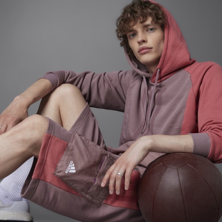 Shorts French Terry Colorblock Roxo Adidas