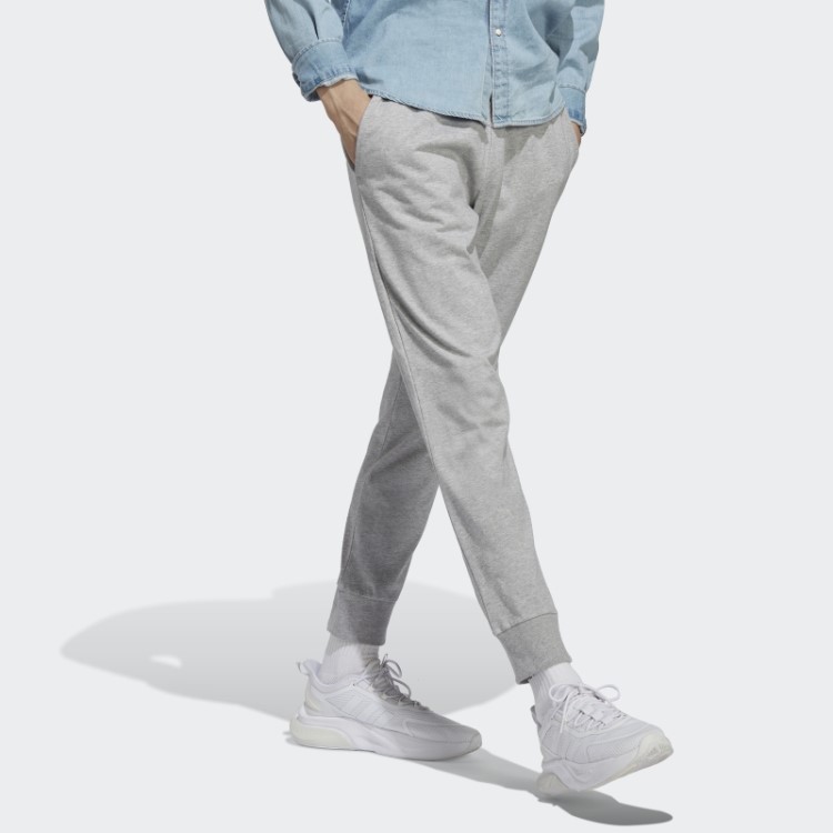 Calça De Punho Cônico De Jérsei único Essencial Adidas Cinza Médio
