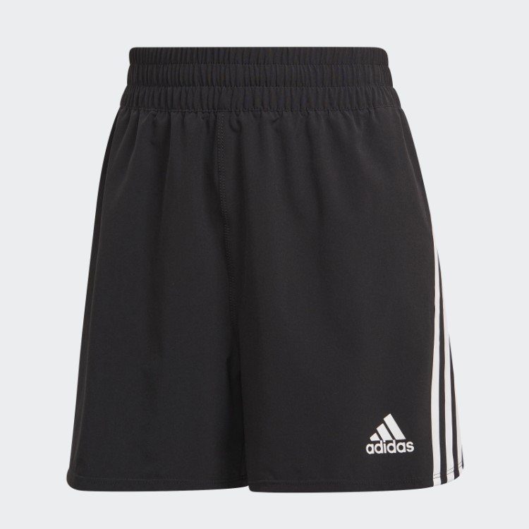 Calção Preto Com As 3 Riscas Trainicons Tecido Adidas