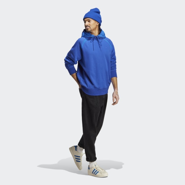Jaqueta Adidas Azul Premium Essentials Com Capuz Em Nylon Enrugado