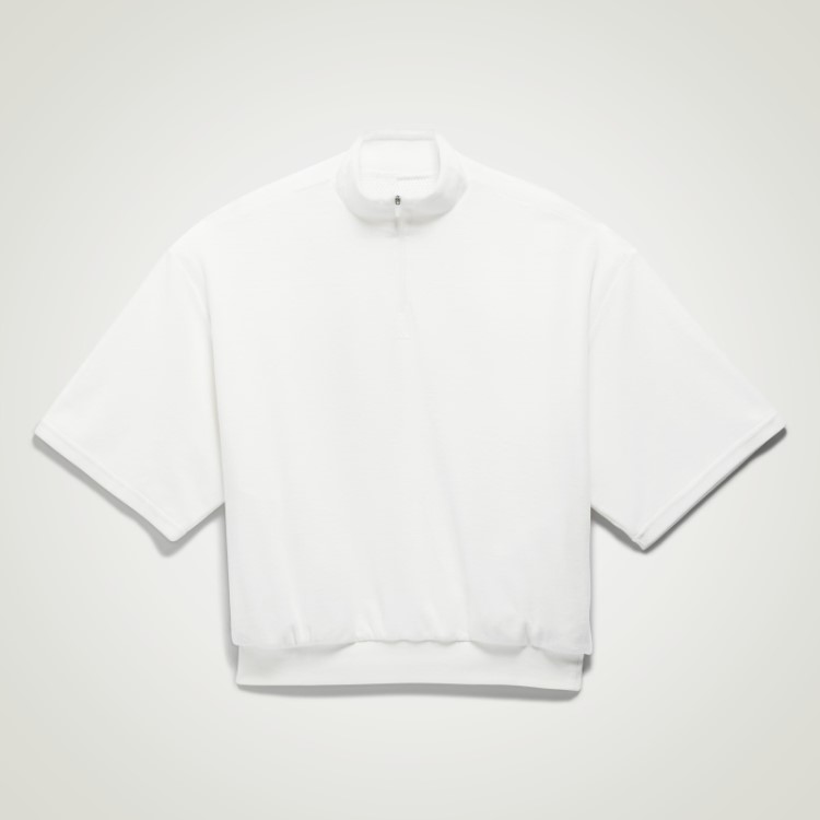 Adidas Basquete Veludo 1/2 Zip Moletom Moda Branca