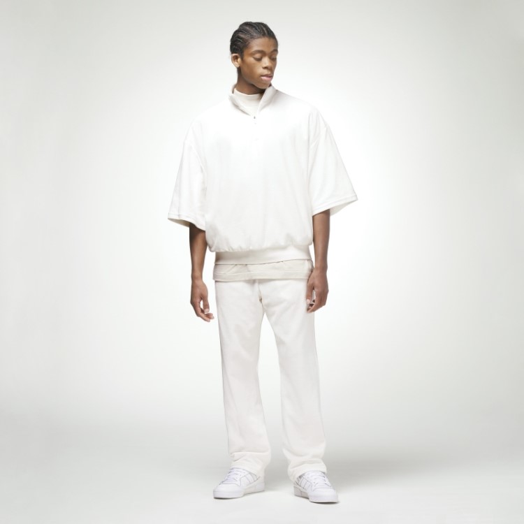 Moletom Branco Adidas Basquete Veludo 1/2 Zip Fashion