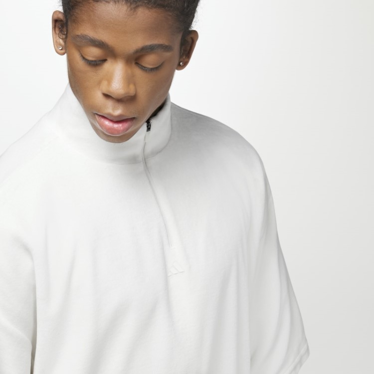 Moletom Branco Adidas Basquete Veludo 1/2 Zip Fashion