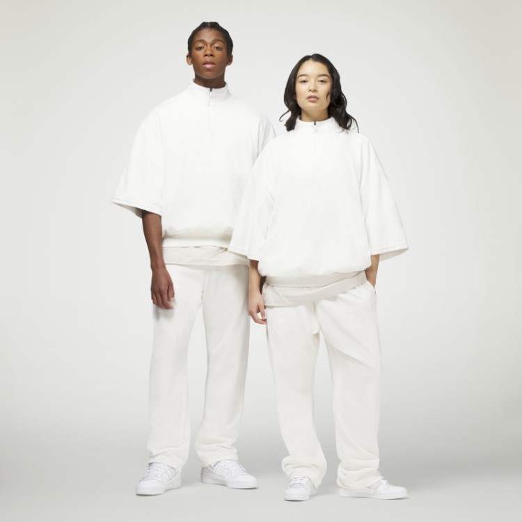 Adidas Basquete Veludo 1/2-zip Moletom Fashion Branco