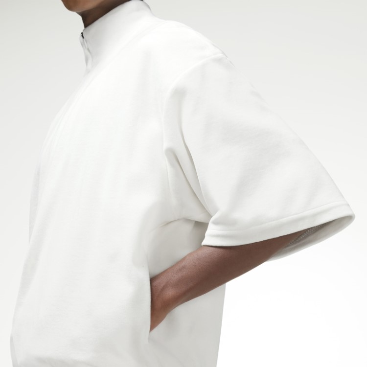 Adidas Basquete Veludo 1/2-zip Moletom Fashion Branco