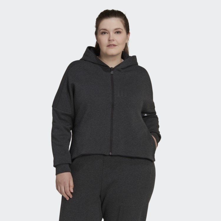 Moletom Adidas Mission Victory Slim Fit Com Capuz E Zíper Completo (tamanho Grande) Preto Melange