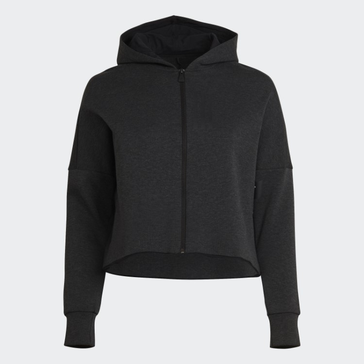 Moletom Adidas Mission Victory Slim Fit Com Capuz E Zíper Completo (tamanho Grande) Preto Melange