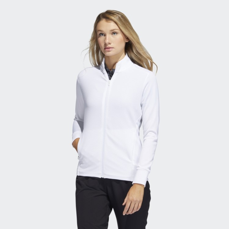 Jaqueta Texturizada Com Zíper Completo Adidas Branca