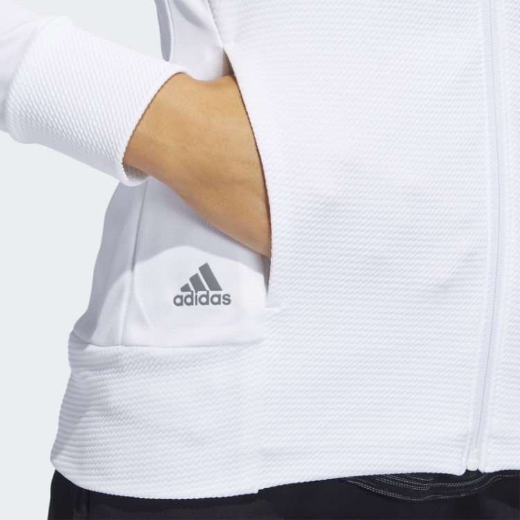 Adidas Jaqueta Texturizada Branca Com Zíper