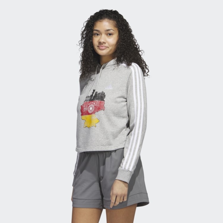 Alemanha Cropped Hoodie Cinza Adidas