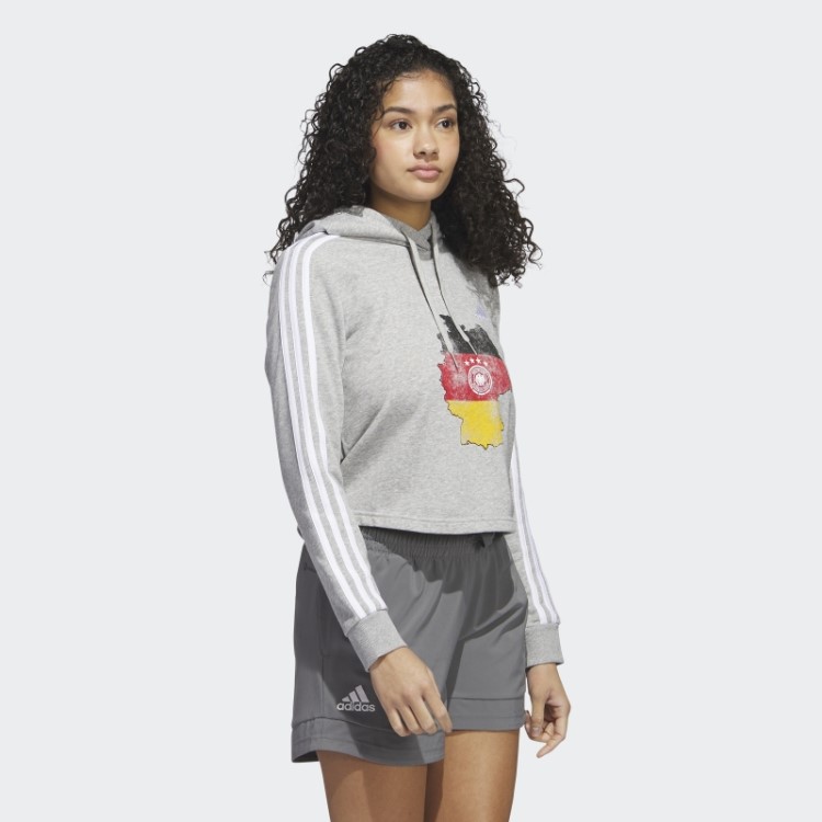 Alemanha Cropped Hoodie Cinza Adidas