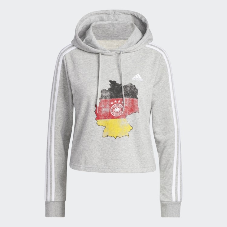Alemanha Cropped Hoodie Cinza Adidas