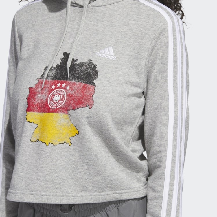 Alemanha Cropped Hoodie Cinza Adidas