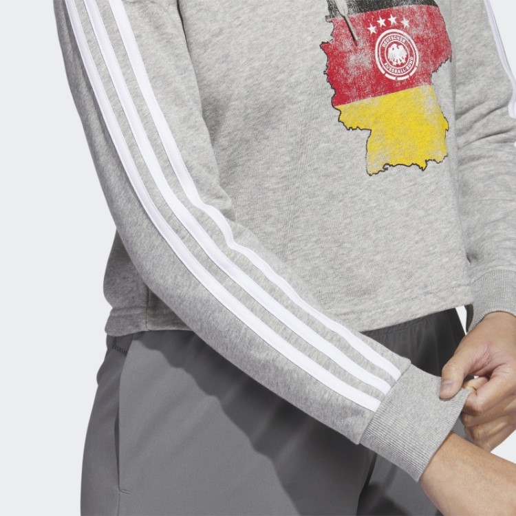 Alemanha Cropped Hoodie Cinza Adidas