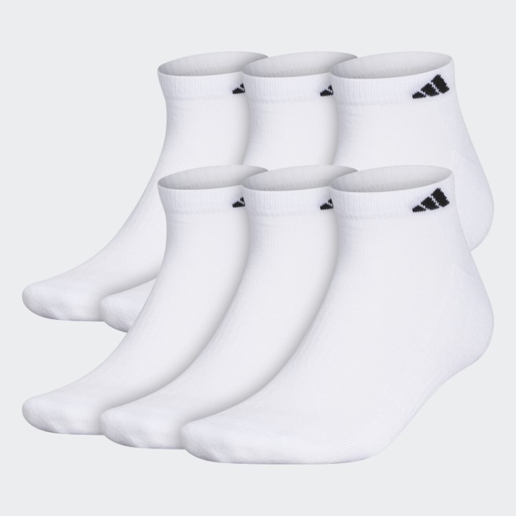 Meias Adidas Atléticas Brancas De Corte Baixo Almofadadas 6 Pares Xl