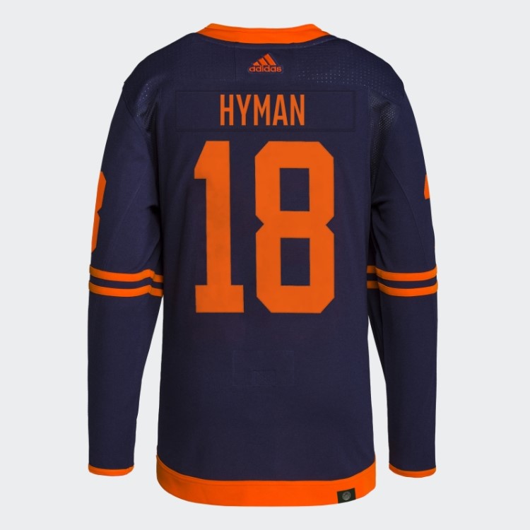 Terceira Camisa Autêntica Adidas Oilers Hyman Azul Marinho