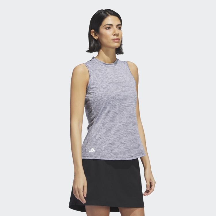 Camisa Polo De Golfe Sem Mangas Mesclada Preta Essencial Adidas