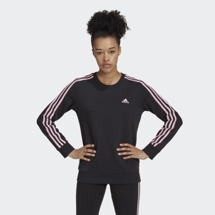 Moletom De Lã Com As Três Listras Preto Adidas Essentials