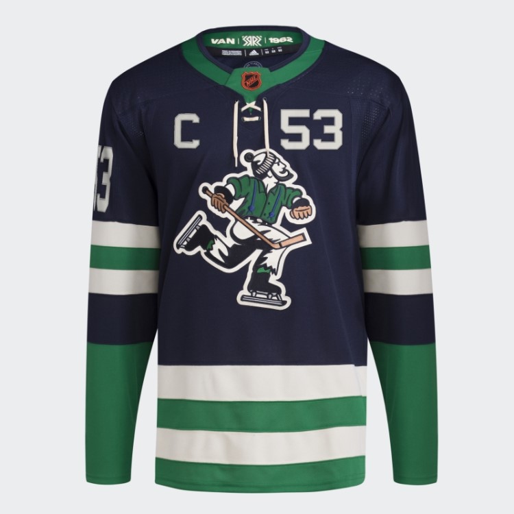 Camisa Canucks Horvat Autêntica Com Marca Retrô Reversa Adidas Navy 09 Ccm-sld
