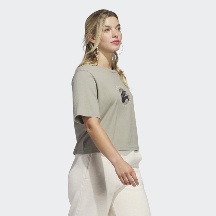 Camiseta Prateada Adidas New York Pigeon Crop Fashion