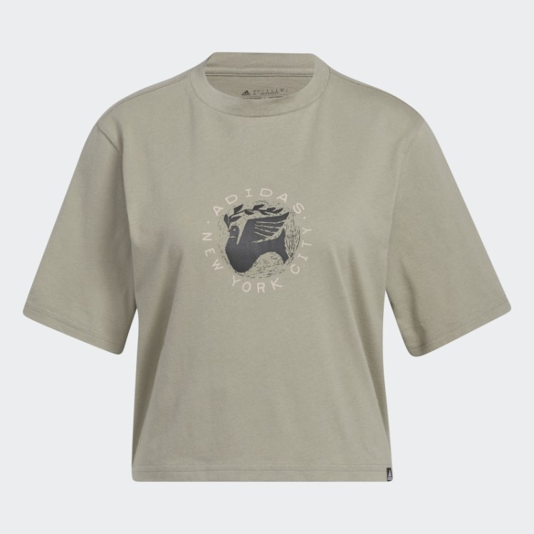 Camiseta Prateada Adidas New York Pigeon Crop Fashion