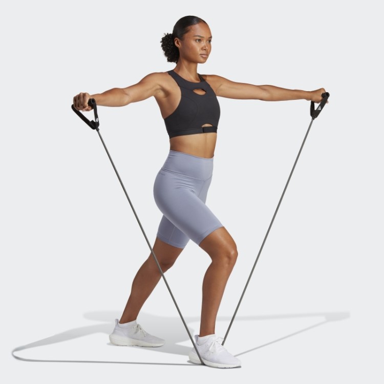 Leggings Curtas De Bicicleta De Treino Adidas Optime Violeta Prateado